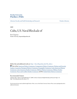 Cuba, U.S. Naval Blockade of Bert Chapman Purdue University, Chapmanb@Purdue.Edu
