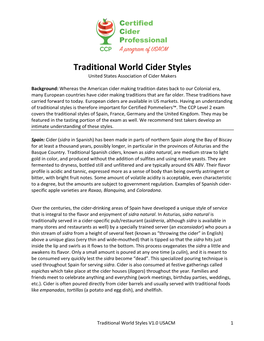 Traditional World Cider Styles United States Association of Cider Makers