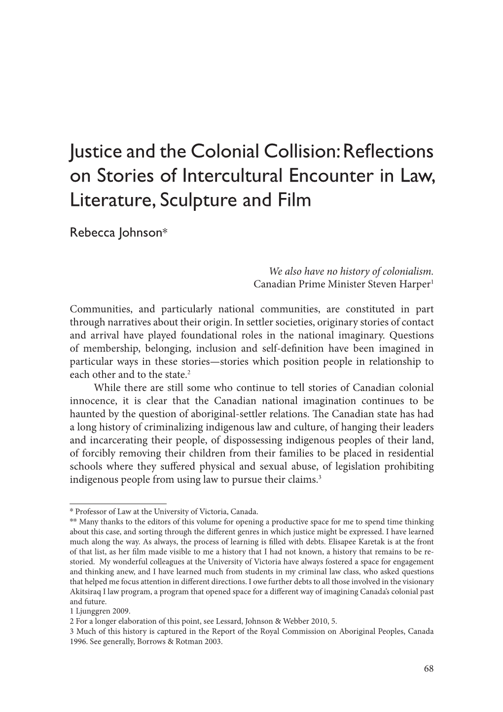 Reflections on Stories of Intercultural Encounter in Law, Literature, Sculpture and Film