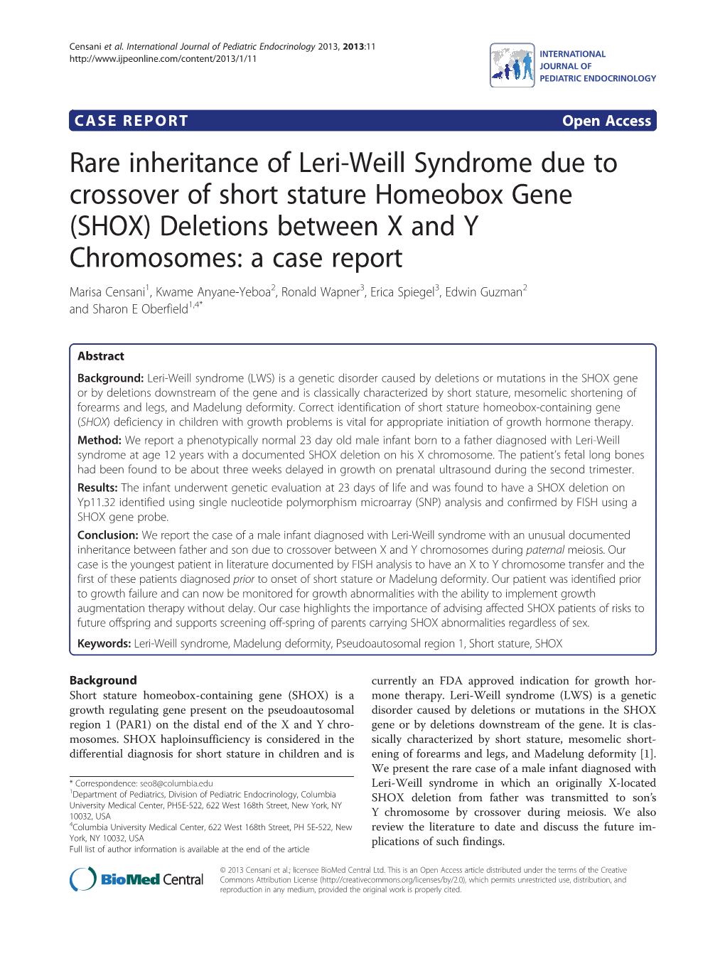 (SHOX) Deletions Between X and Y Chromosomes: a Case Report