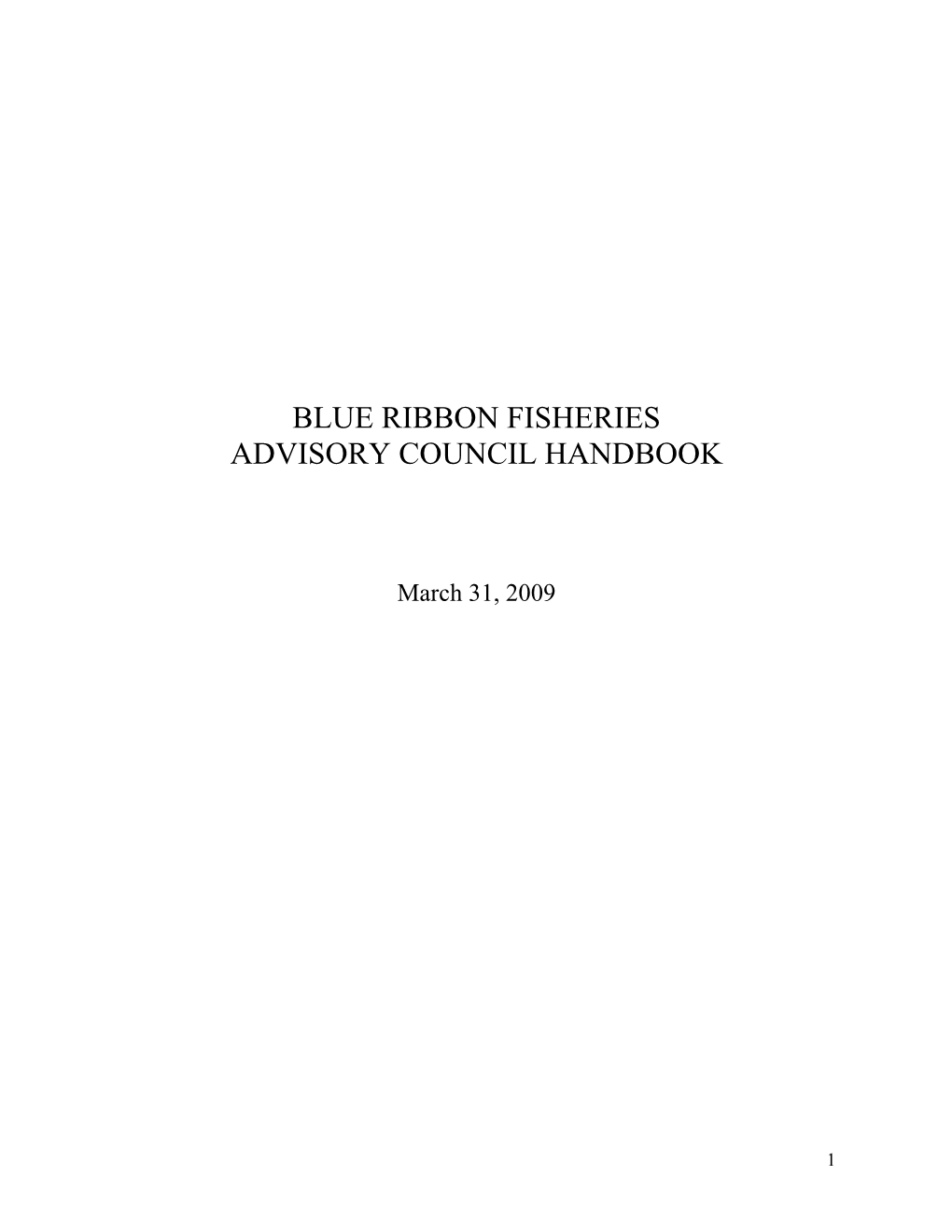 Blue Ribbon Fisheries Advisory Council Handbook