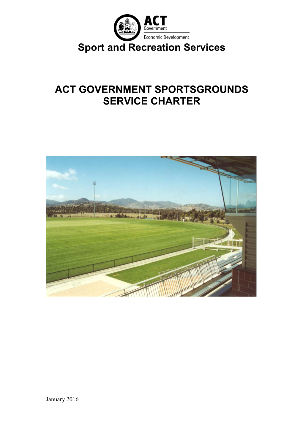 Act Government Sportsgrounds Service Charter