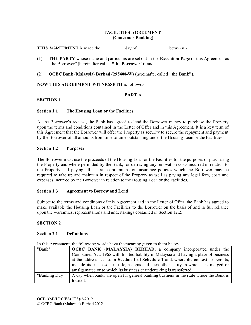 Facility Agreement CFS_2_2012_Dec 2012