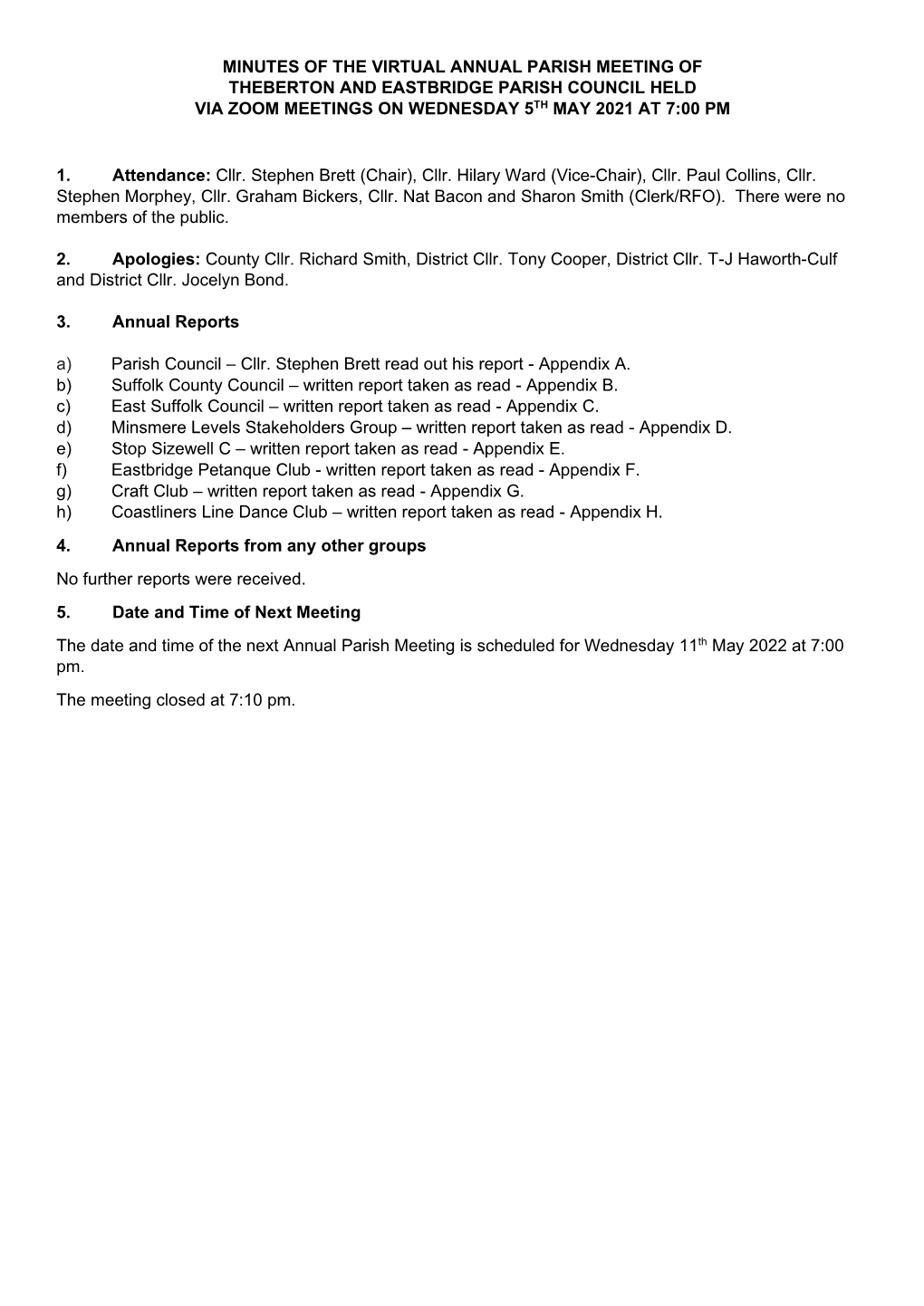 Annual Parish Meeting Minutes June 2021