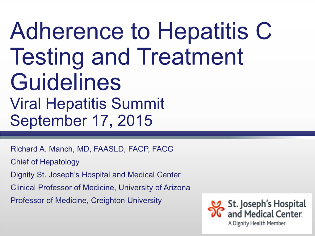 Chronic HCV Treatment Guidelines