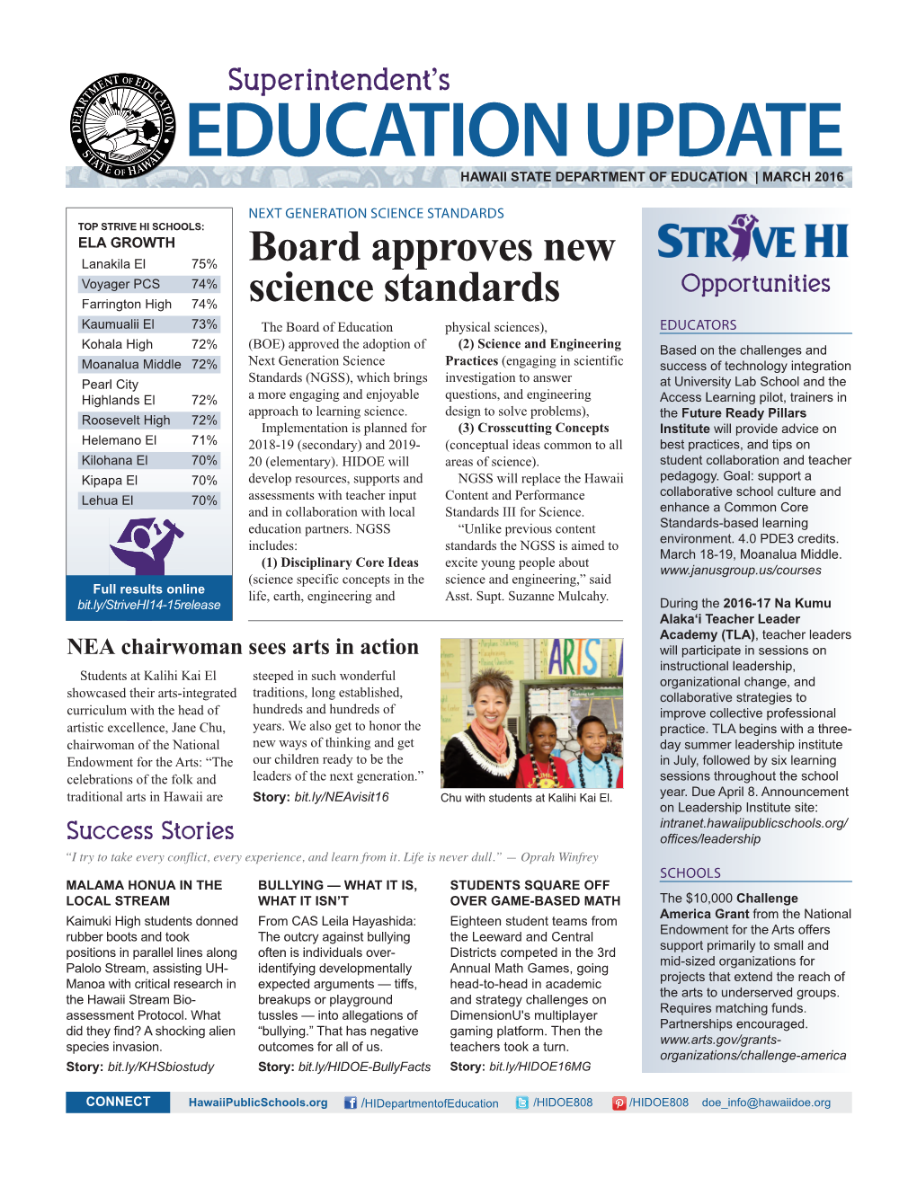 EDUCATION UPDATE HAWAII STATE Department of EDUCATION | MARCH 2016