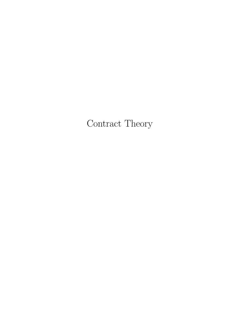 Contract Theory Contents