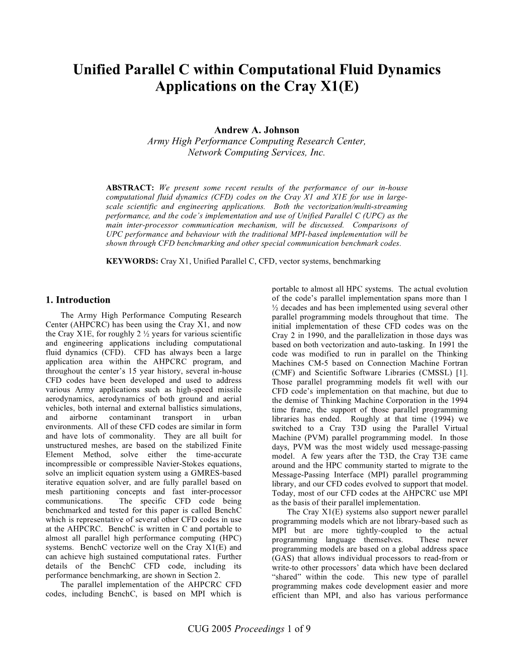 Unified Parallel C Within Computational Fluid Dynamics Applications on the Cray X1(E)