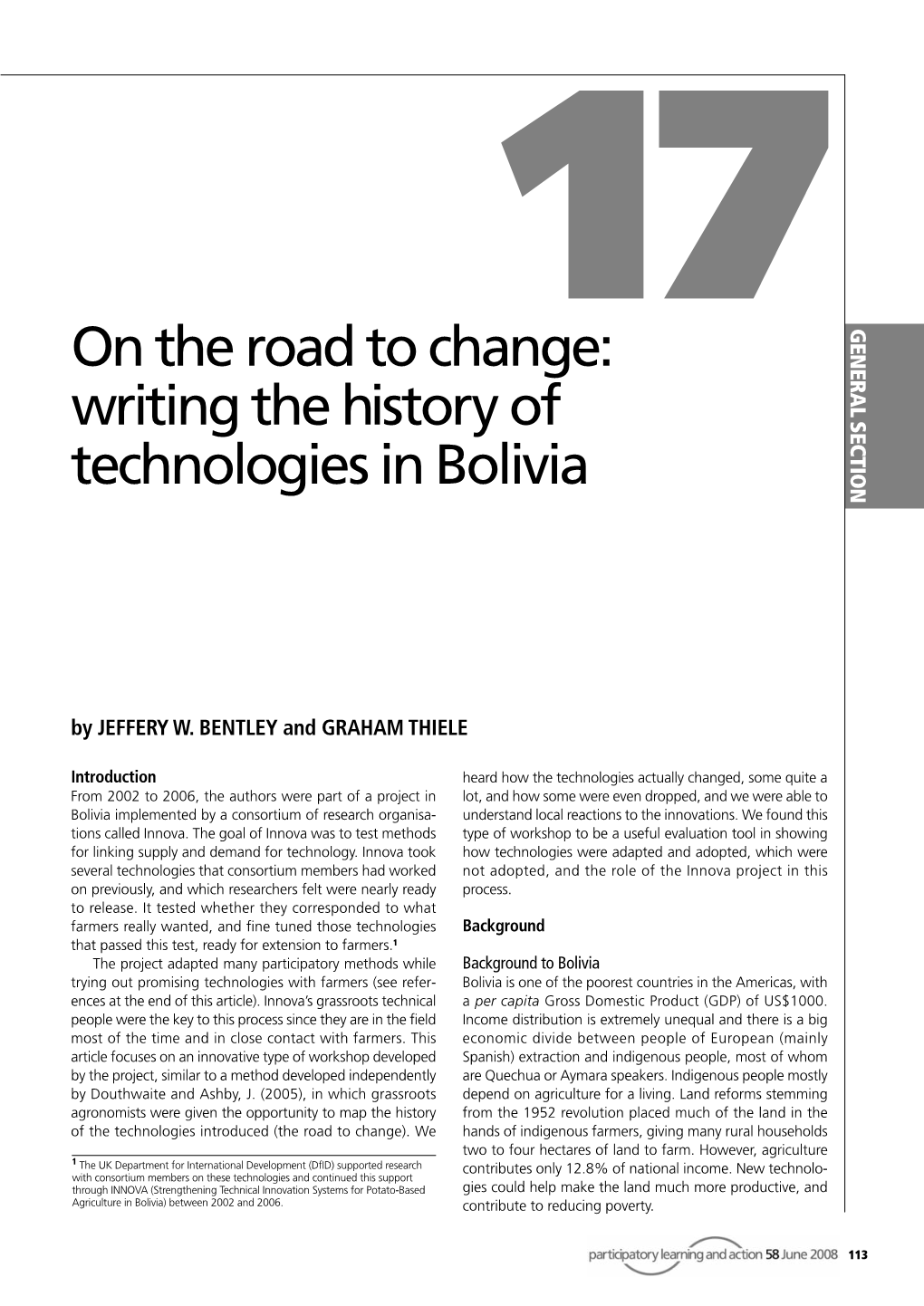 On the Road to Change: Writing the History of Technologies in Bolivia