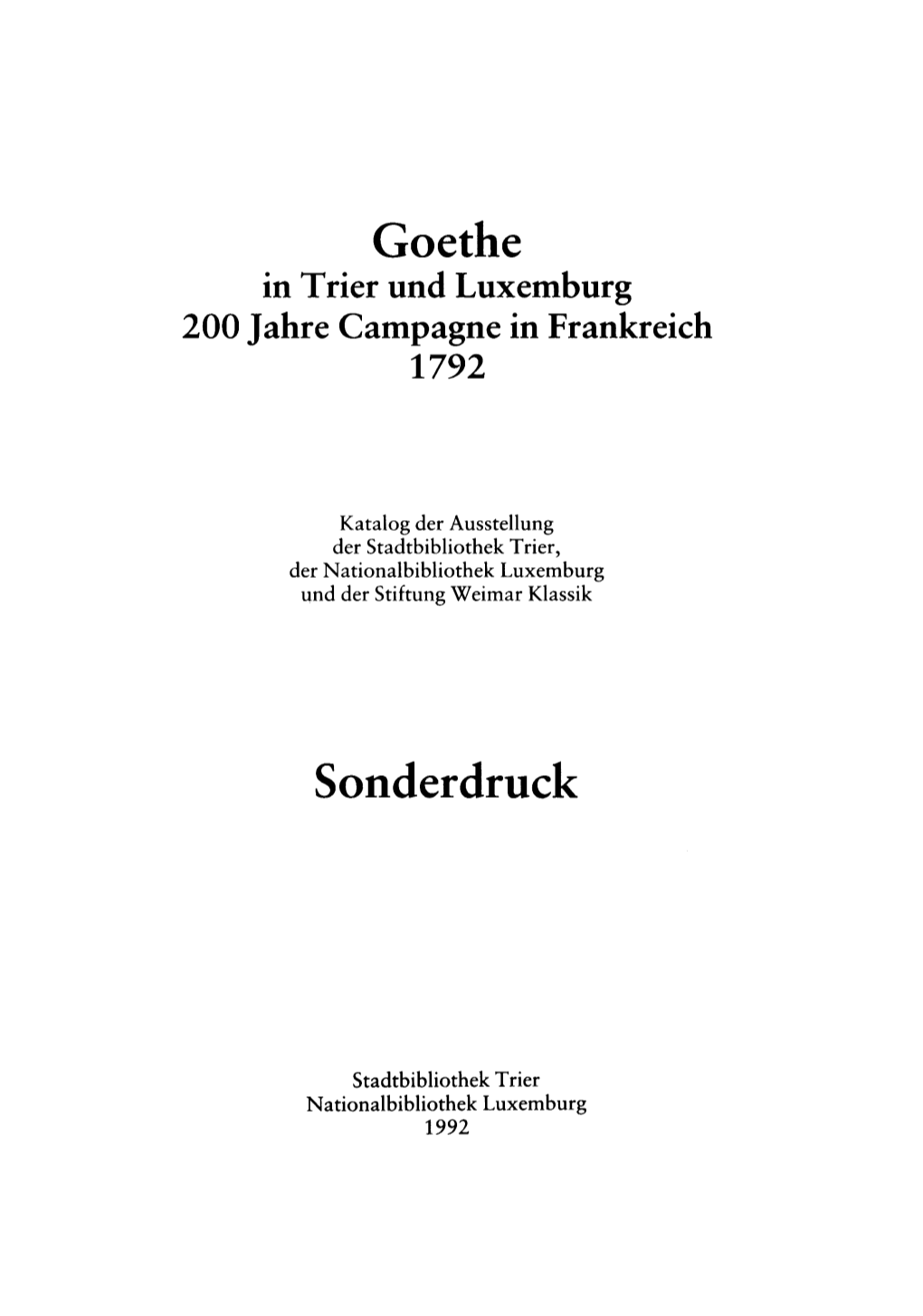 Goethe Sonderdruck