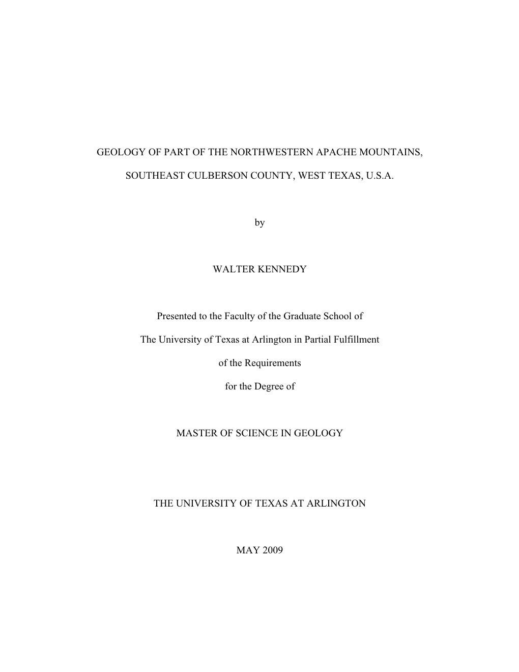 Geology of Part of the Northwestern Apache Mountains