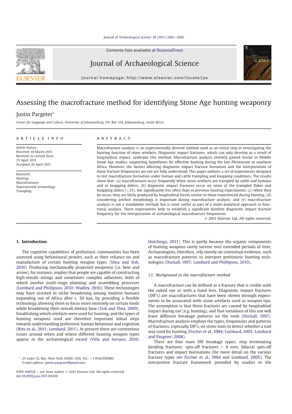 Assessing the Macrofracture Method for Identifying Stone Age Hunting Weaponry