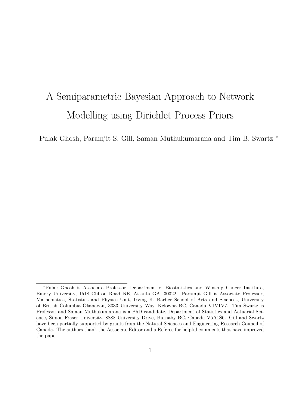 A Semiparametric Bayesian Approach to Network Modelling Using Dirichlet Process Priors