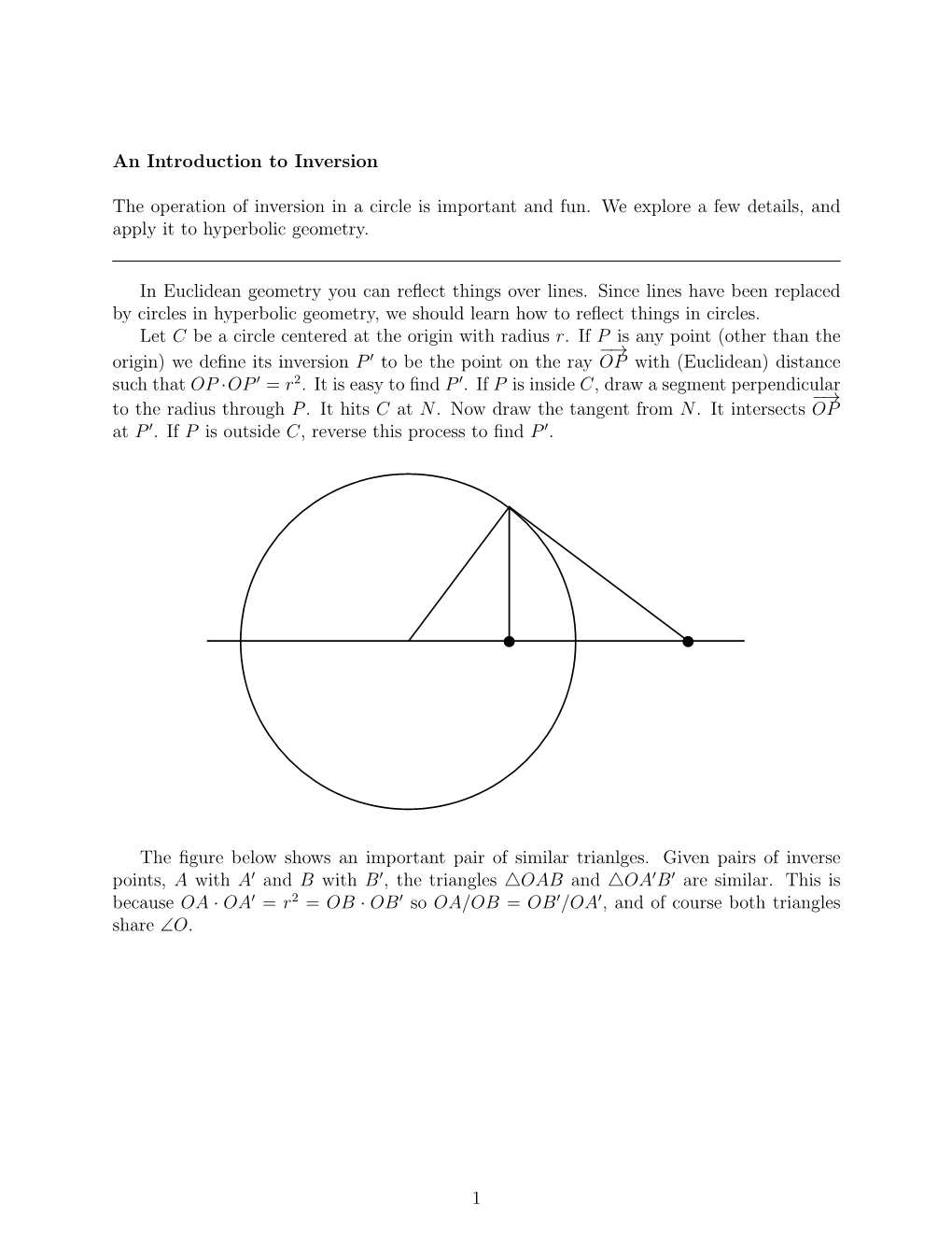 17 Hyperbolic Geometry--Inversions