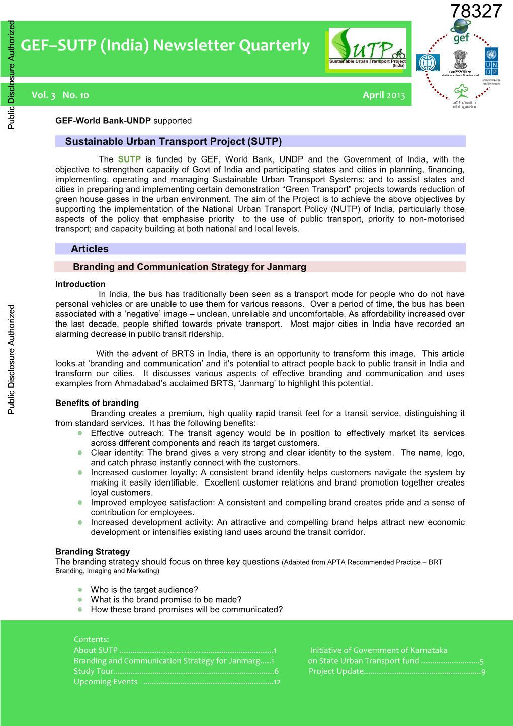 GEF–SUTP (India) Newsletter Quarterly