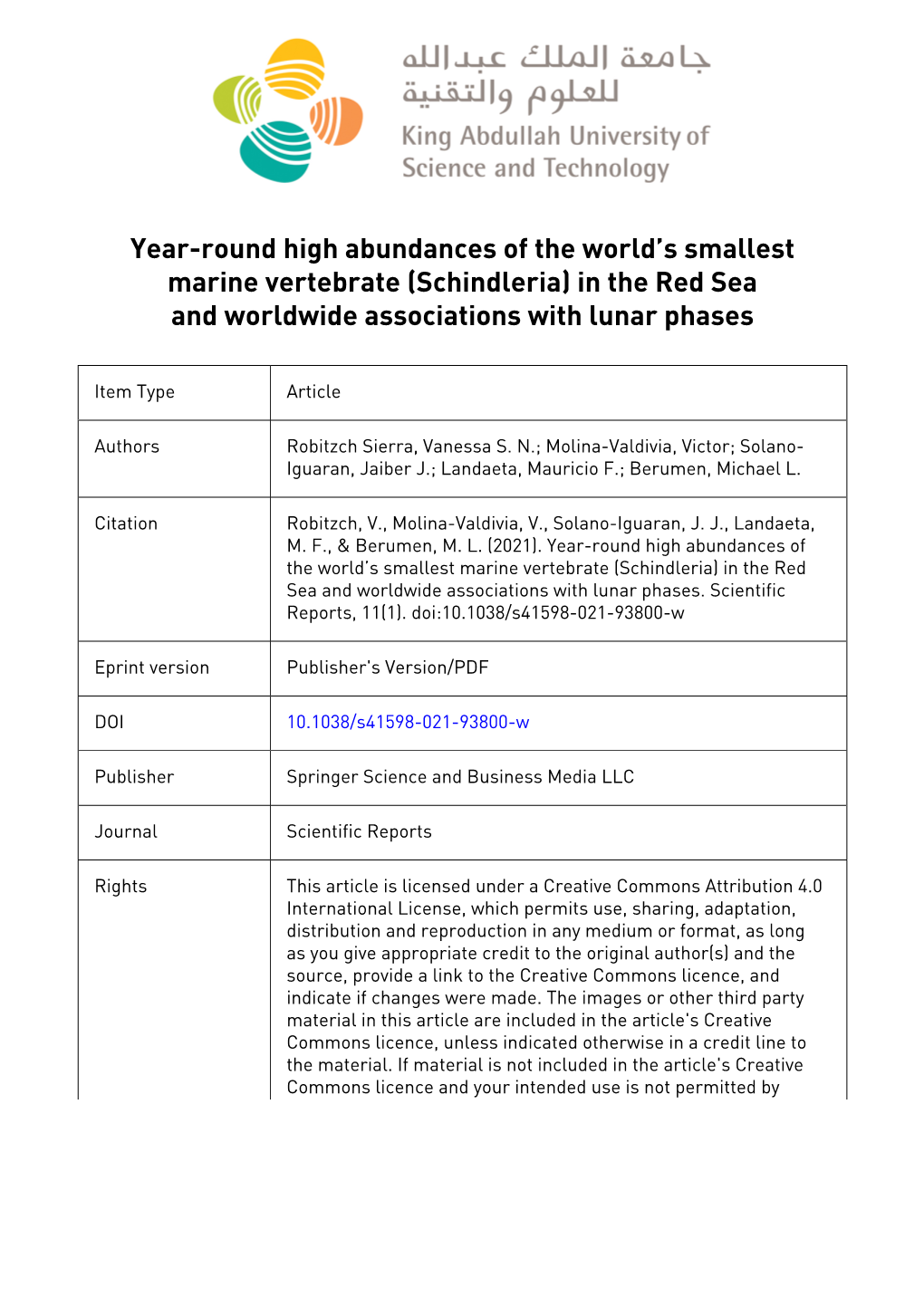 Year-Round High Abundances of the World's Smallest Marine Vertebrate