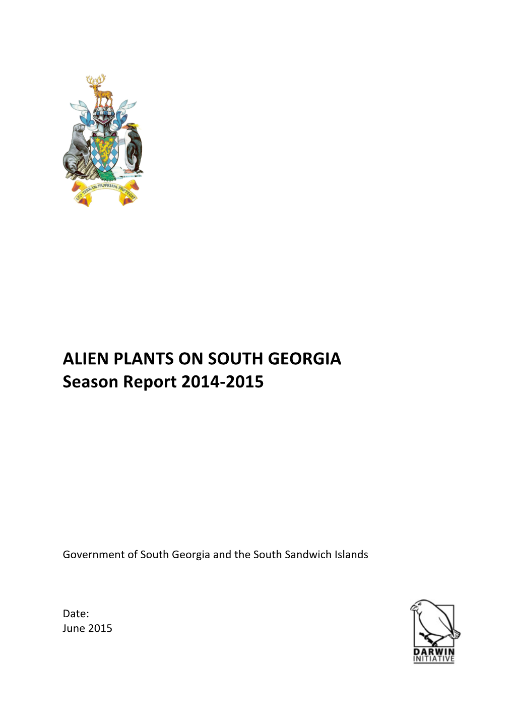 ALIEN PLANTS on SOUTH GEORGIA Season Report 2014-‐2015