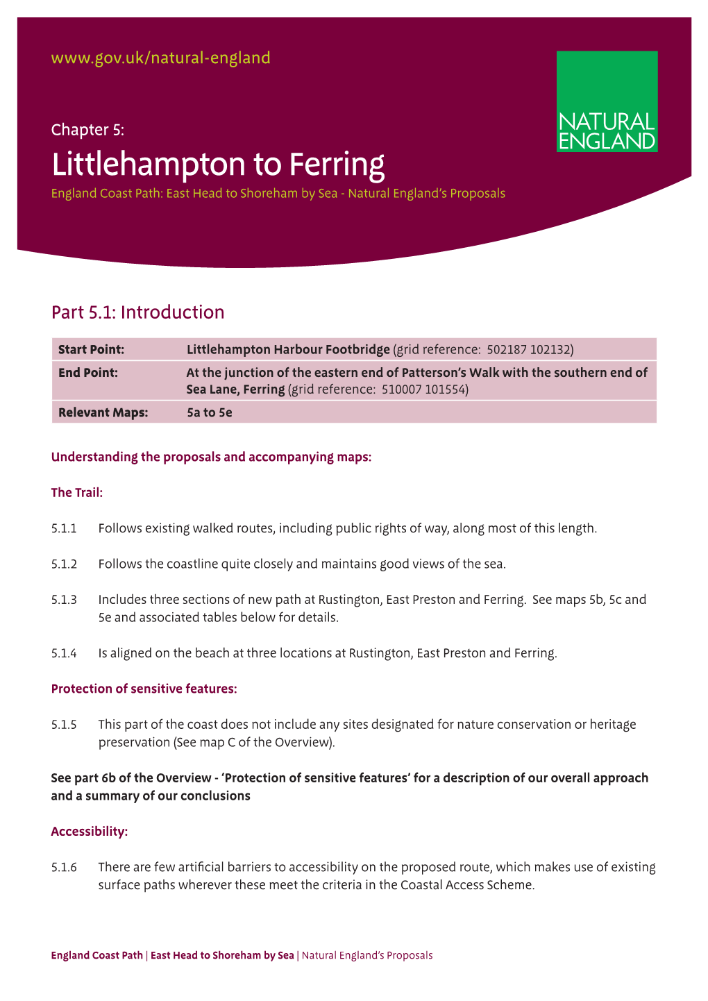 Littlehampton to Ferring England Coast Path: East Head to Shoreham by Sea - Natural England’S Proposals