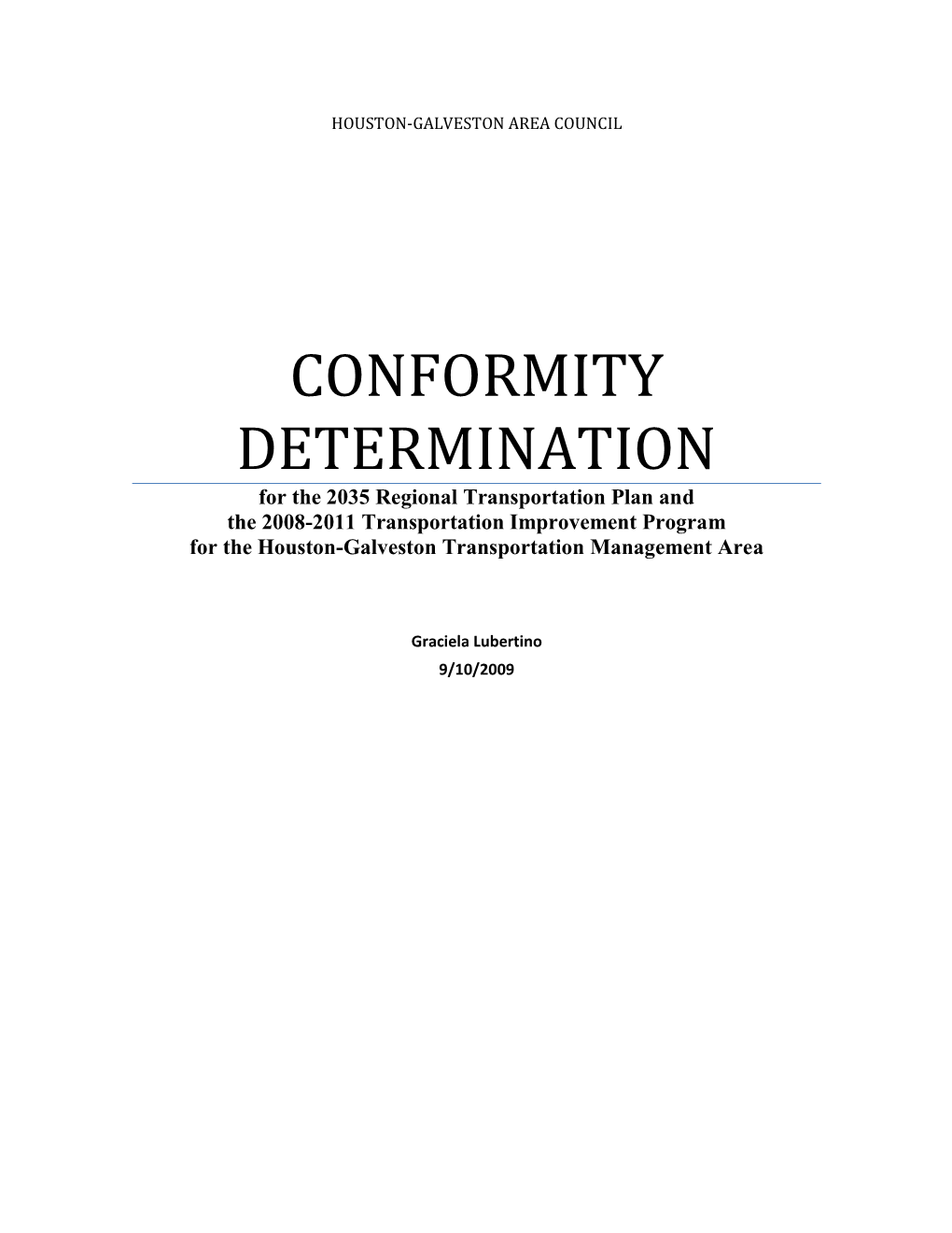 Conformity Determination