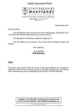 (Public Pack)Agenda Document for Council (SMDC), 06/12/2017 18:30