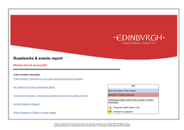 Roadworks & Events Report
