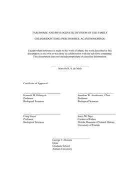 Taxonomic and Phylogenetic Revision of the Family