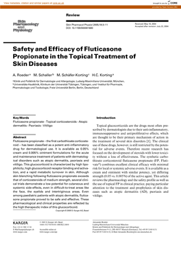Safety and Efficacy of Fluticasone Propionate in the Topical Treatment of Skin Diseases
