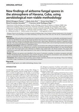 New Findings of Airborne Fungal Spores in the Atmosphere of Havana, Cuba, Using Aerobiological Non-Viable Methodology