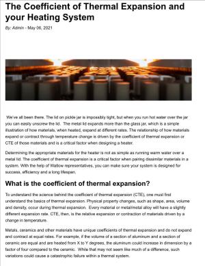 The Coefficient of Thermal Expansion and Your Heating System By: Admin - May 06, 2021