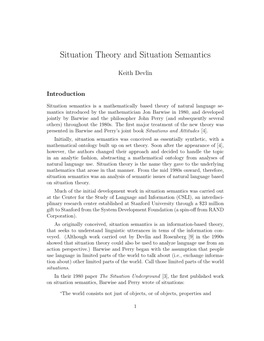 Situation Theory and Situation Semantics