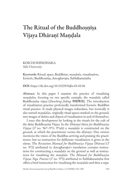 The Ritual of the Buddhoṣṇīṣa Vijaya Dhāraṇī Maṇḍala