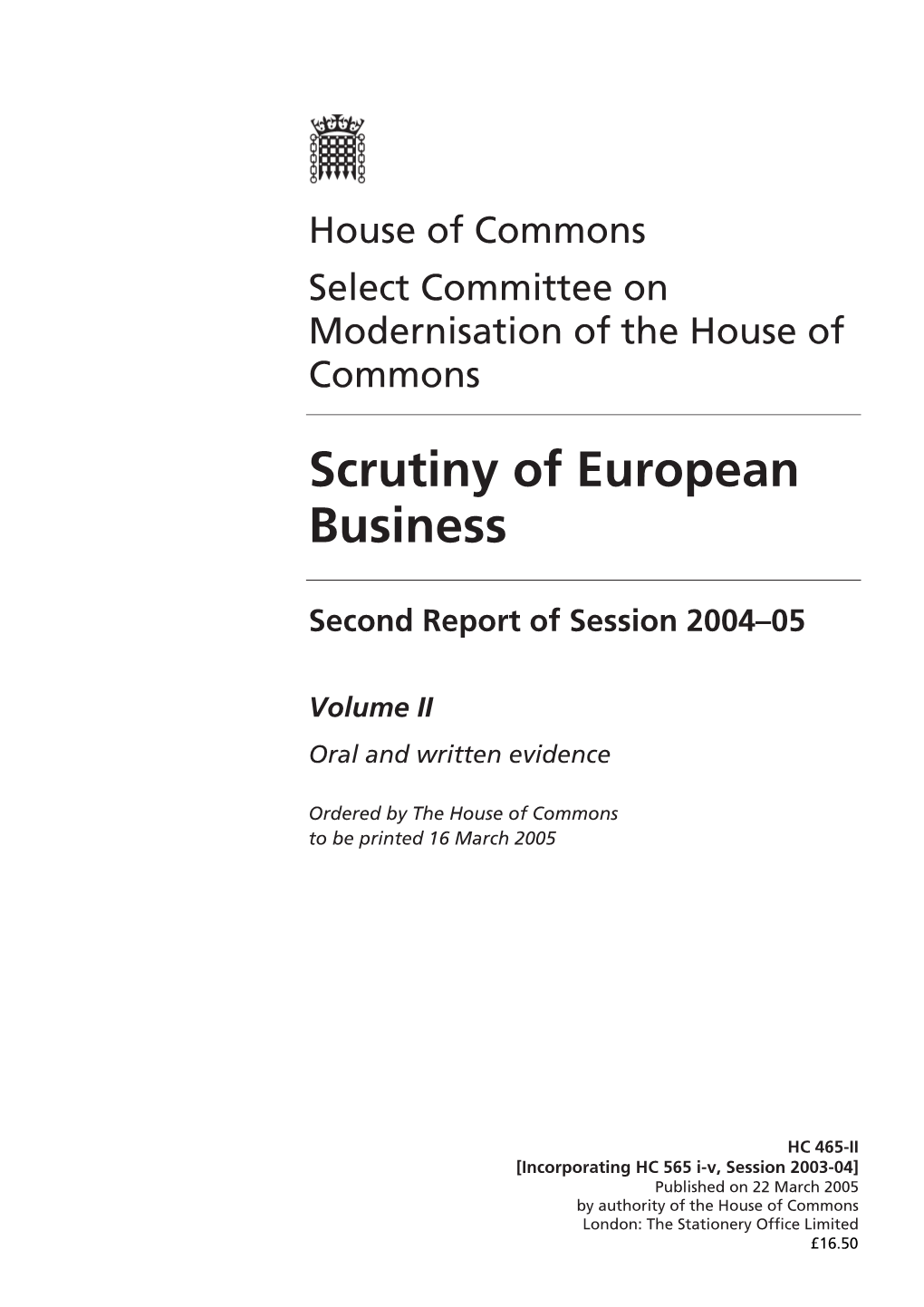 Scrutiny of European Business