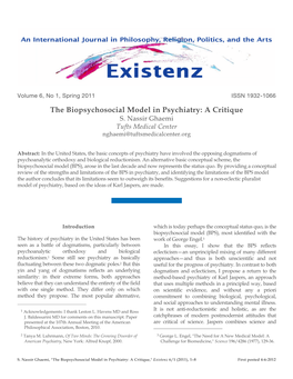 The Biopsychosocial Model in Psychiatry: a Critique S