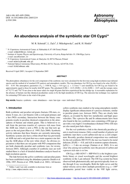 An Abundance Analysis of the Symbiotic Star CH Cygni