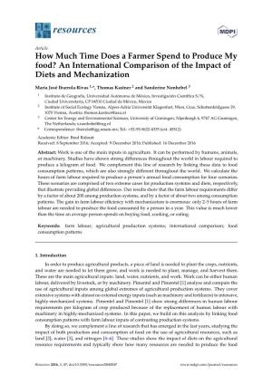 How Much Time Does a Farmer Spend to Produce My Food? an International Comparison of the Impact of Diets and Mechanization