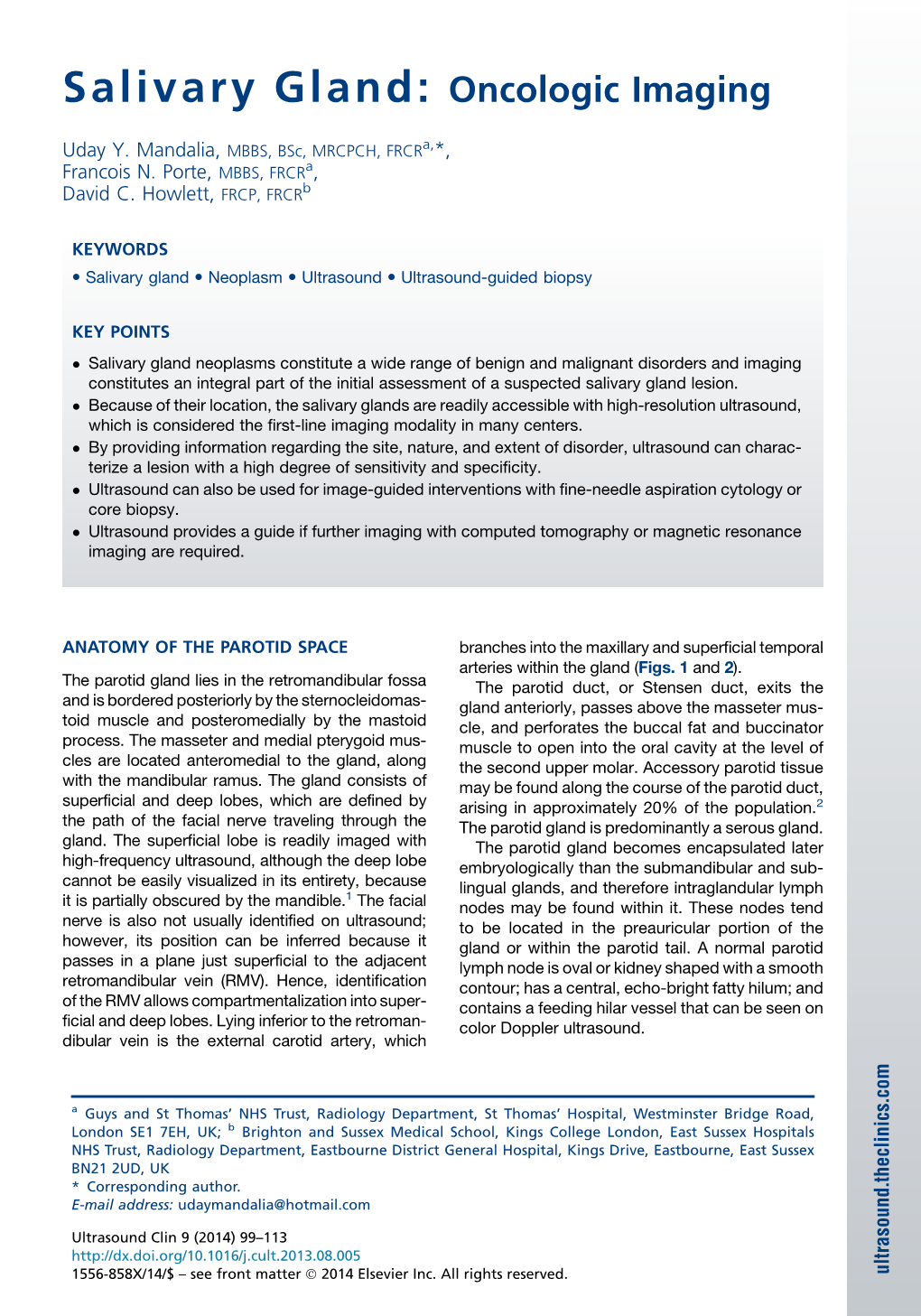 Salivary Gland: Oncologic Imaging