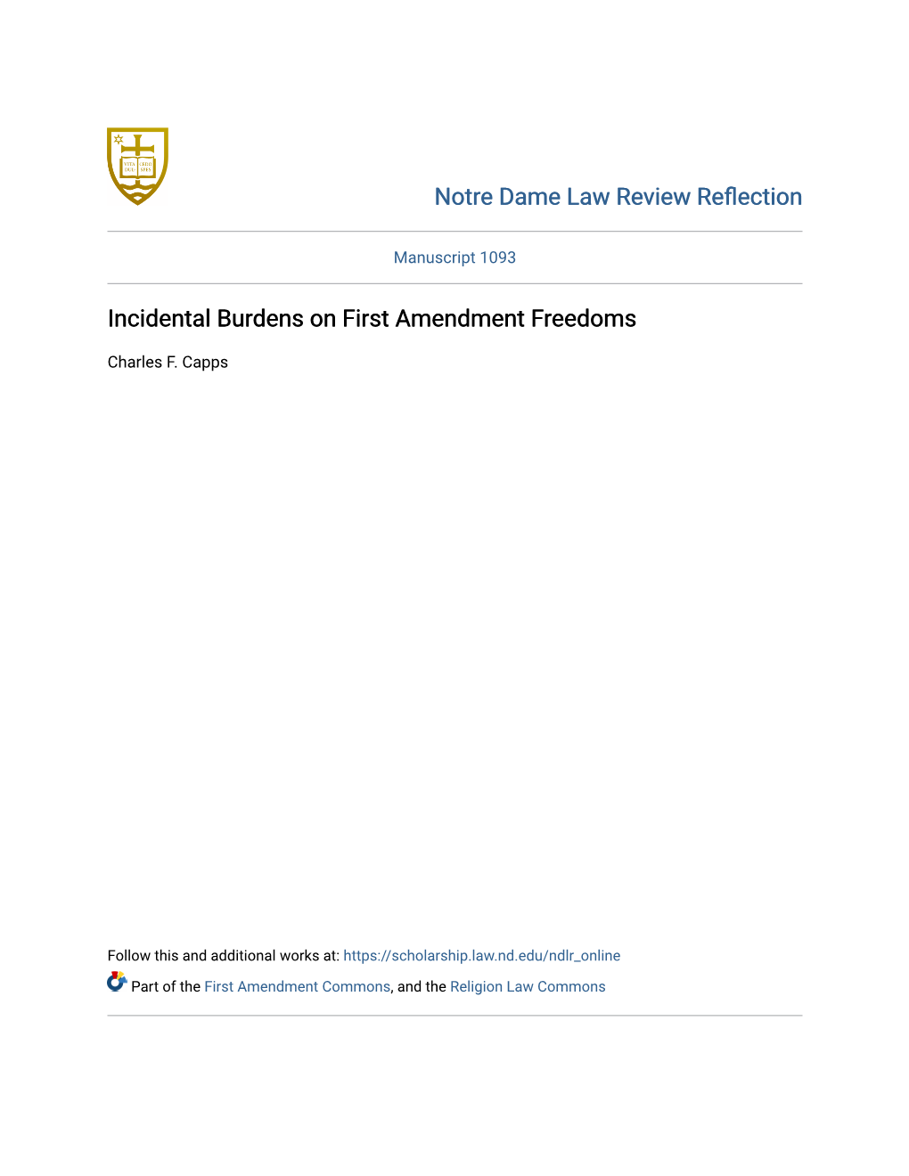 Incidental Burdens on First Amendment Freedoms