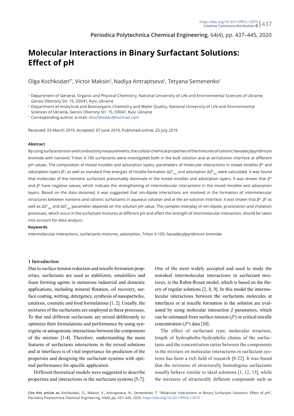 Molecular Interactions in Binary Surfactant Solutions: Effect of Ph