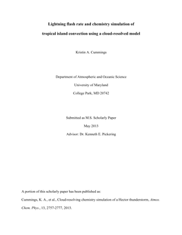 Lightning Flash Rate and Chemistry Simulation of Tropical Island