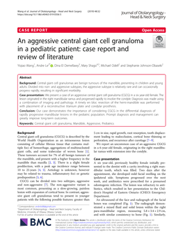 An Aggressive Central Giant Cell Granuloma in a Pediatric Patient