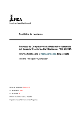 República De Honduras Proyecto De Competitividad Y Desarrollo