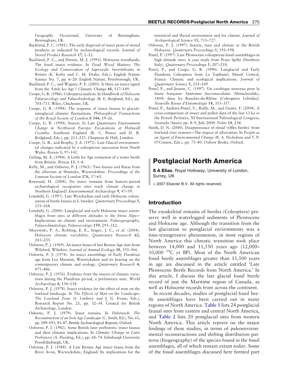 Postglacial North America 275