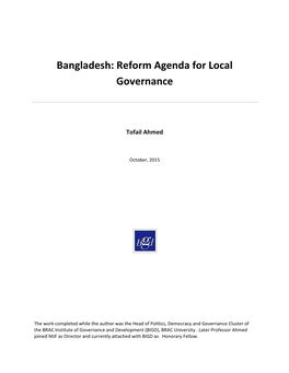 Bangladesh: Reform Agenda for Local Governance