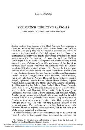 The French Left-Wing Radicals