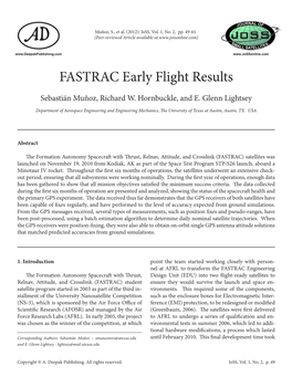 FASTRAC Early Flight Results
