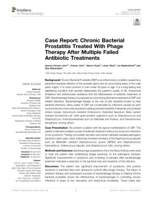 Chronic Bacterial Prostatitis Treated with Phage Therapy After Multiple Failed Antibiotic Treatments