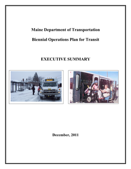 Maine Department of Transportation Biennial Operations Plan for Transit