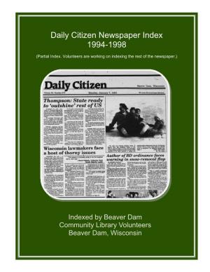 Daily Citizen Newspaper Index 1994-1998