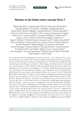 Notulae to the Italian Native Vascular Flora: 7 125 Doi: 10.3897/Italianbotanist.7.36148 RESEARCH ARTICLE