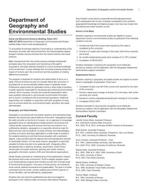 Department of Geography and Environmental Studies 1